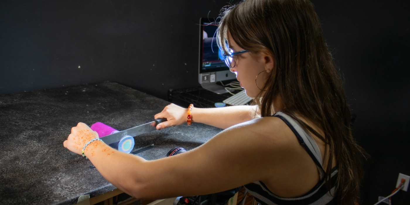 A student works on a project