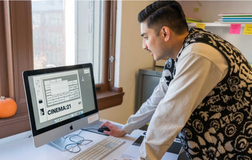 A student working on a computer
