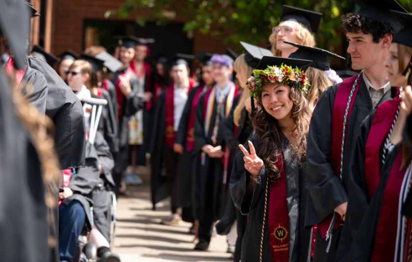 Students marching in commencement