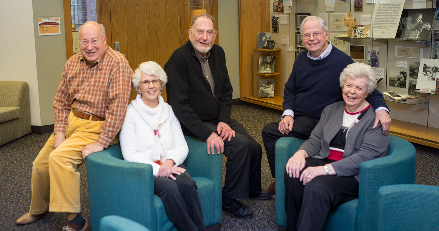 alumni in library