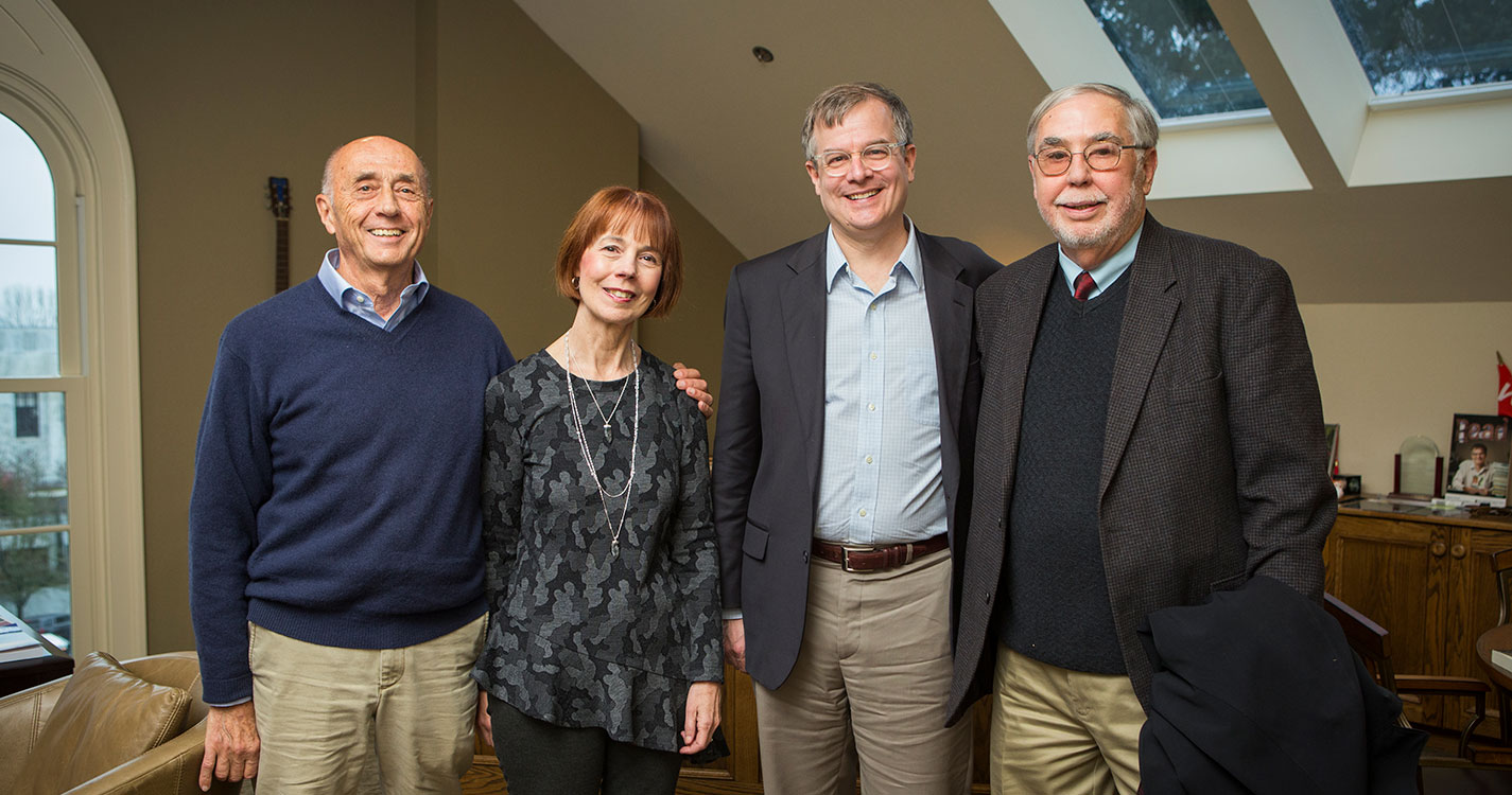 Jan and Rob DiEllo, President Steve Thorsett, Mike Bennett ’70