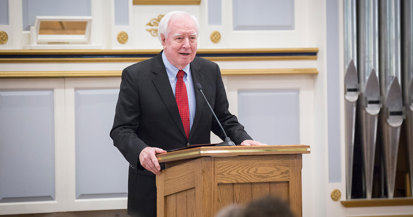 speaker at bench dedication