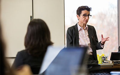 Masha Gessen speaking to Willamette students 