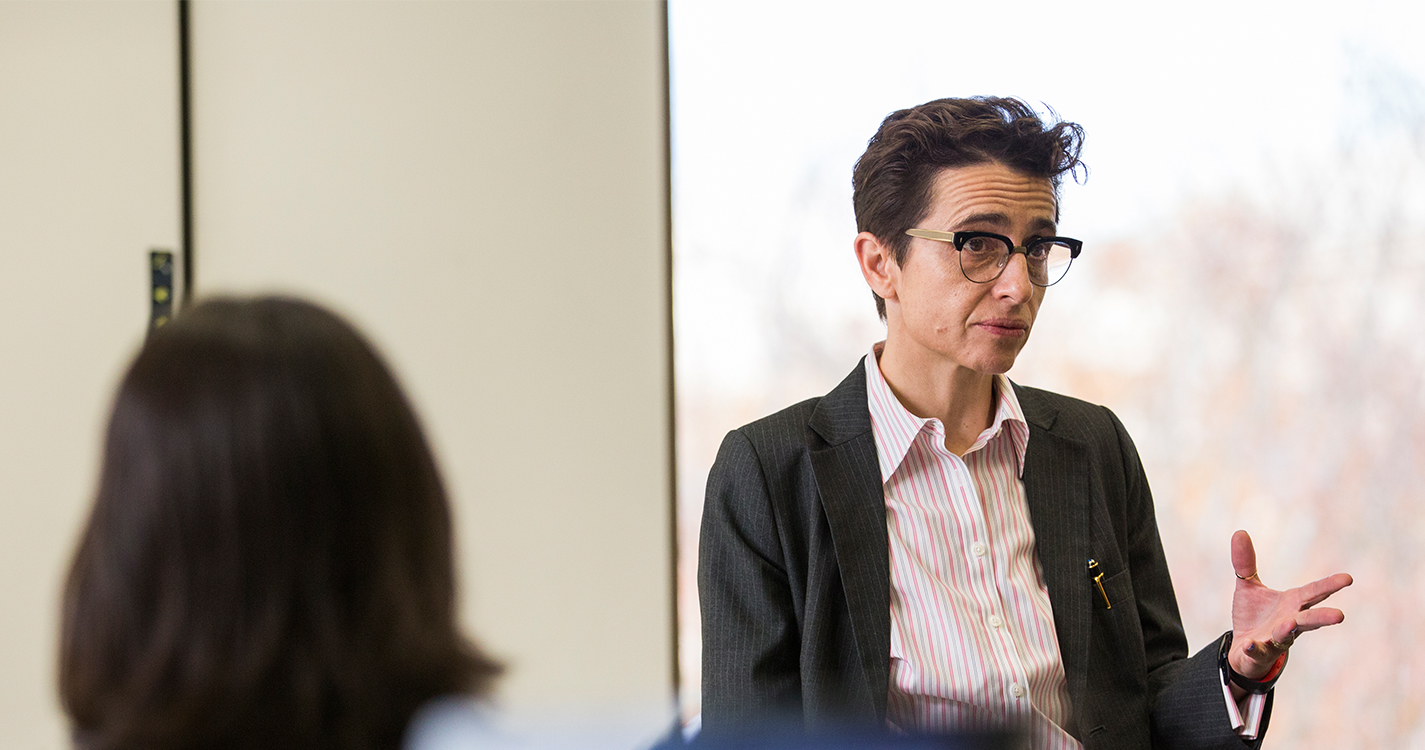 Masha Gessen speaking to Willamette students 