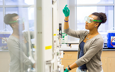 Student working in chemistry lab