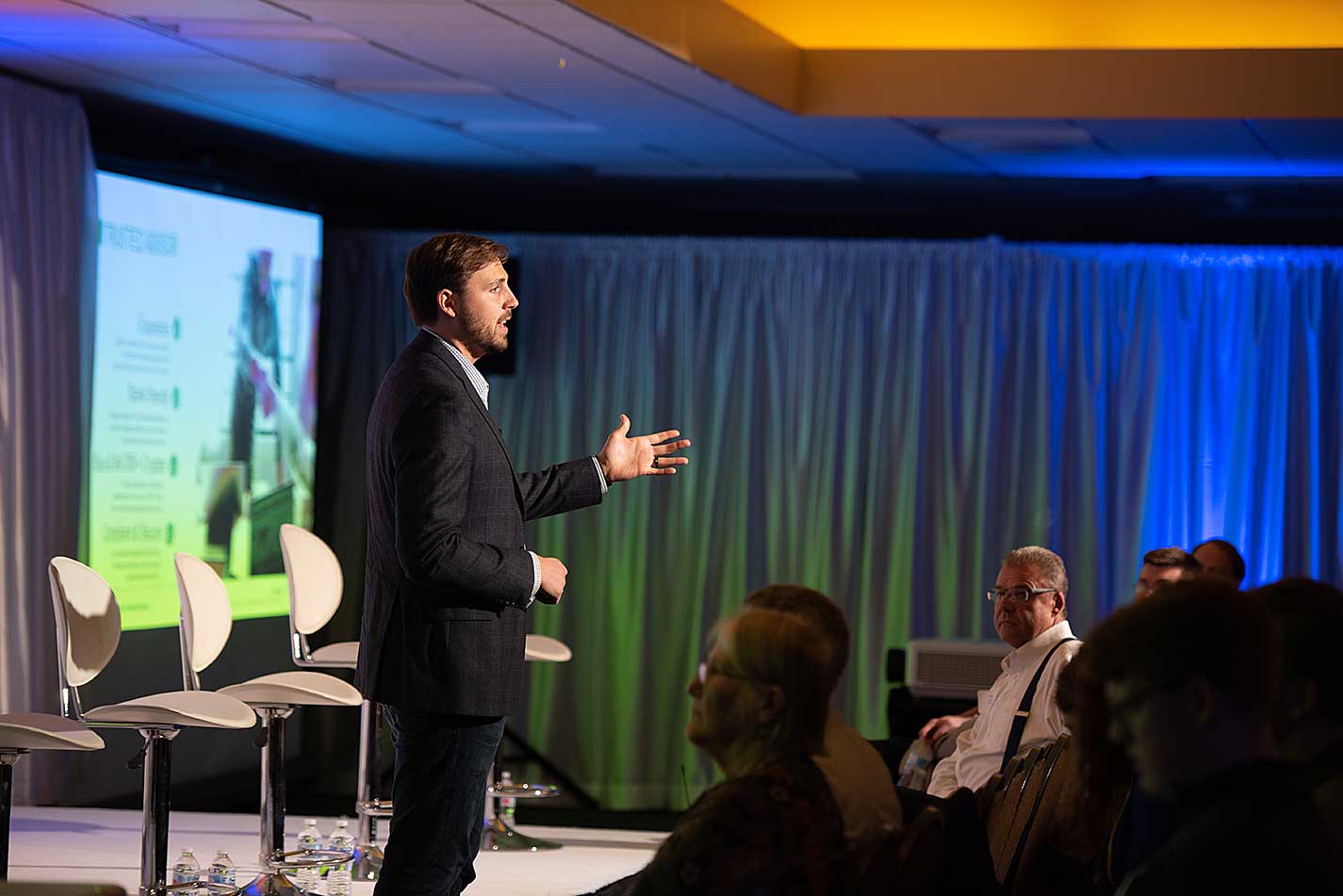 Neil Bergquist standing in front of all attendees