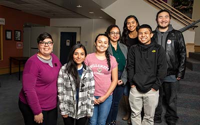 Assistant Professor of Biology Rosa León-Zayas, Karen Espinoza ’19, Moncerrad Barajas Gomez ’21, Arianna Cannady ’19, Kat Vazquez ’21, Dayton Towata ’19  and Jash Sekai ’19.