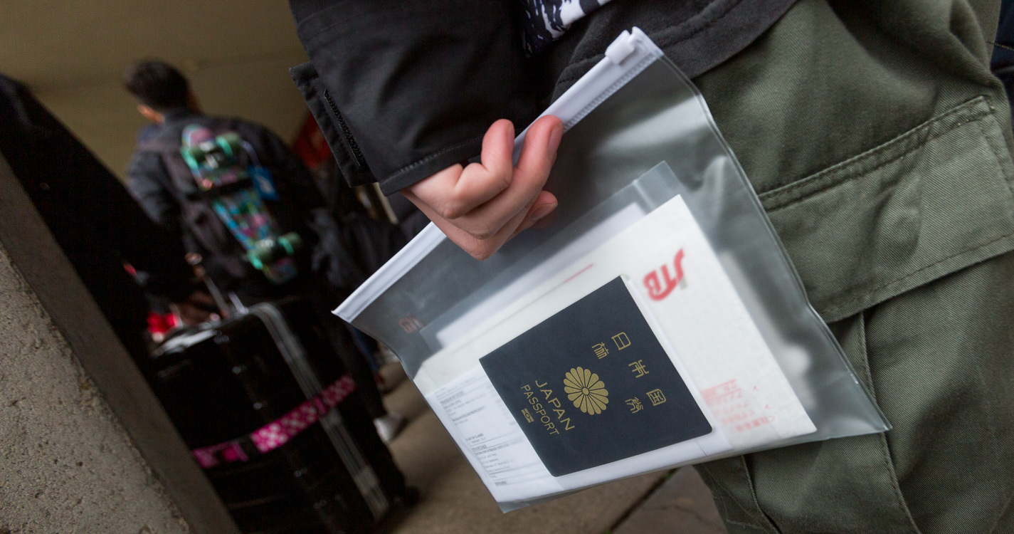 Front cover of a Japanese passport in a plastic bag