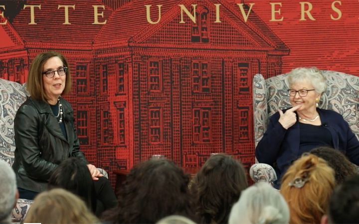 Gov. Kate Brown and former Gov. Barbara Roberts