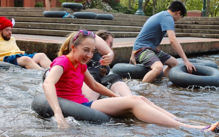 students just jumped into the mill stream