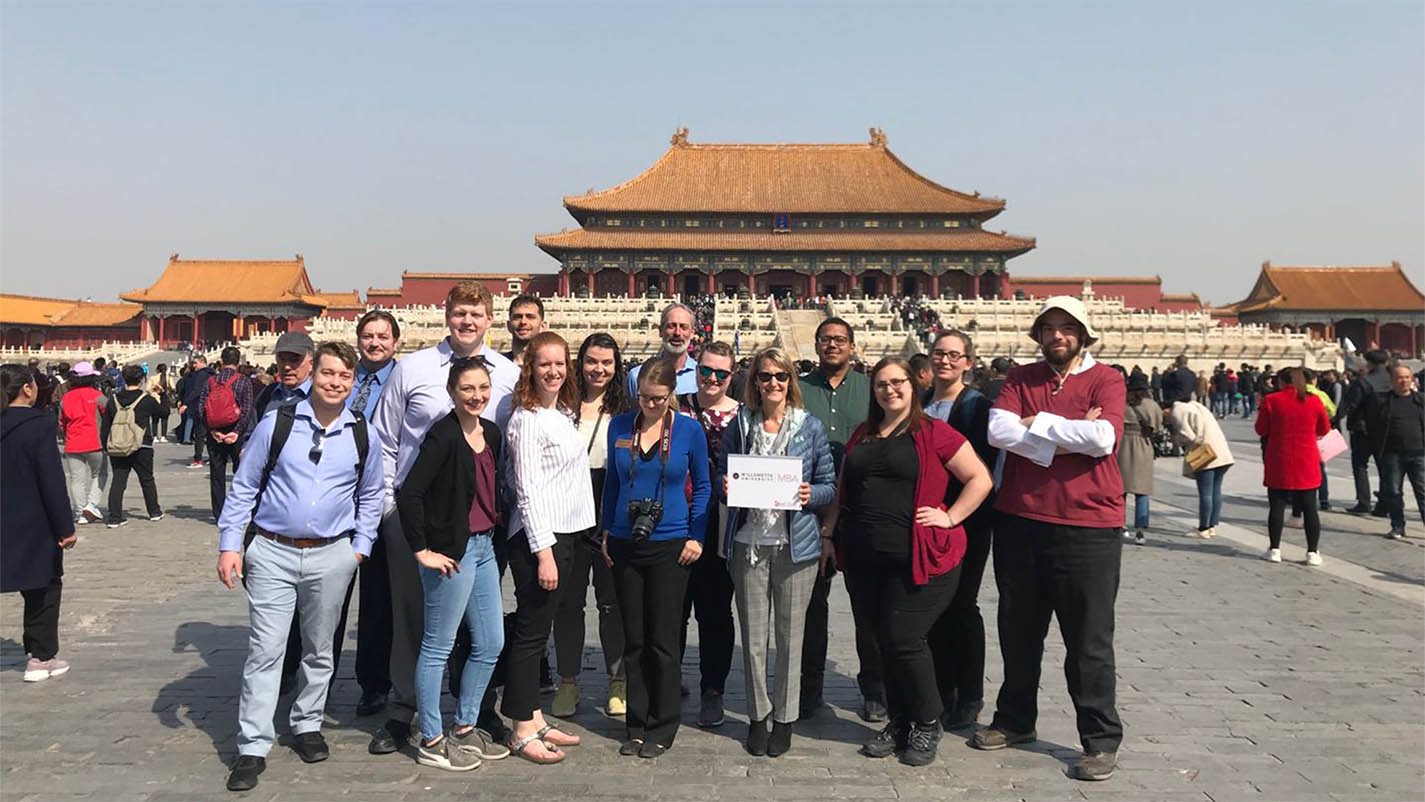 students at the forbiden city in beijing china