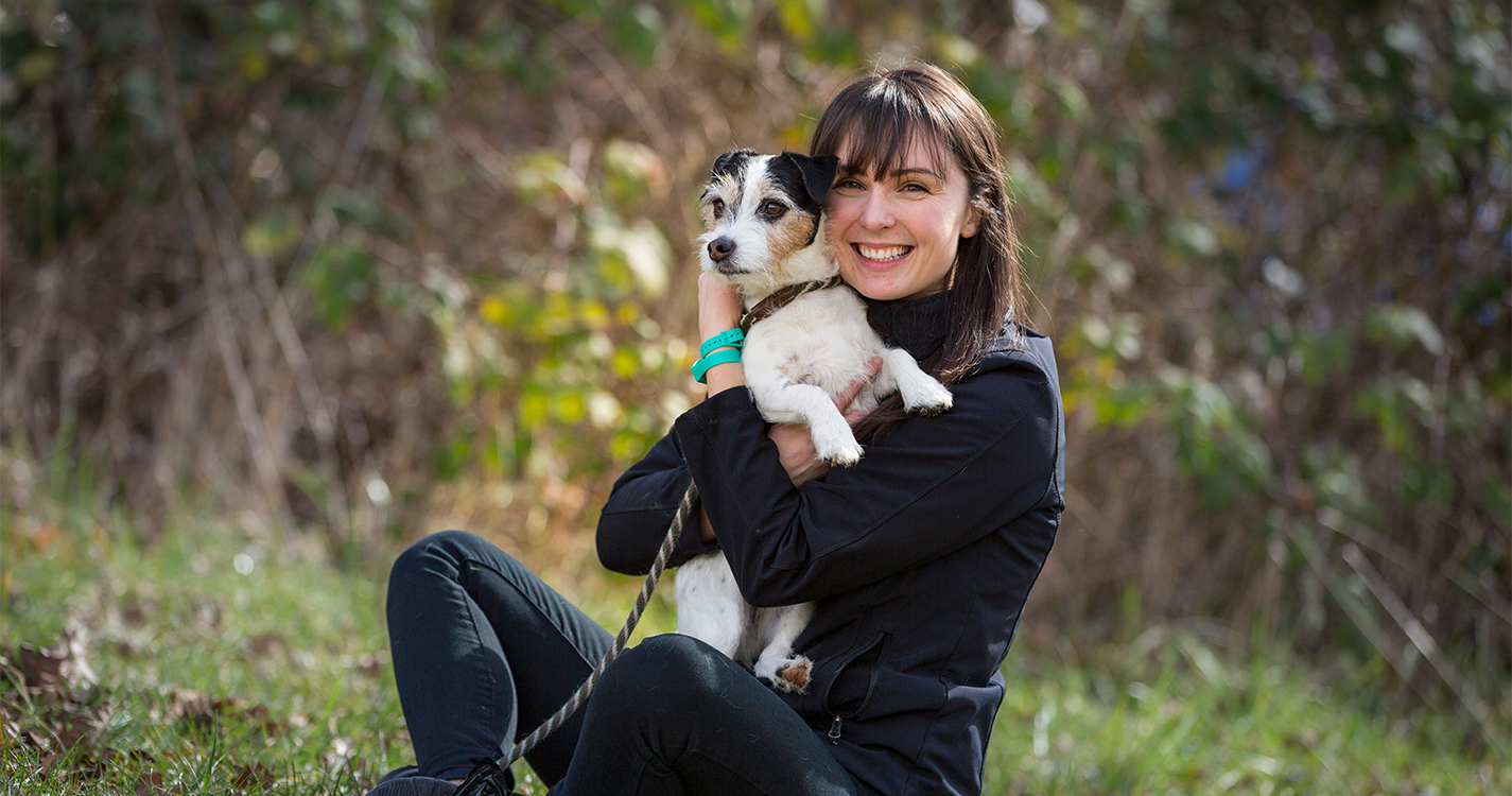 Sarah Pope with her terrier mix