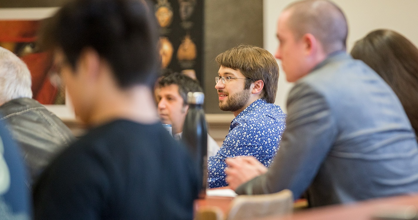 Class room of students in conversation