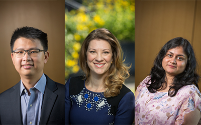 head shots of George Gu, Katherine Skovira, and Anusha Ramesh