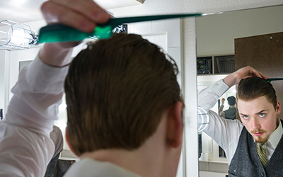 Actor preparing to go onstage