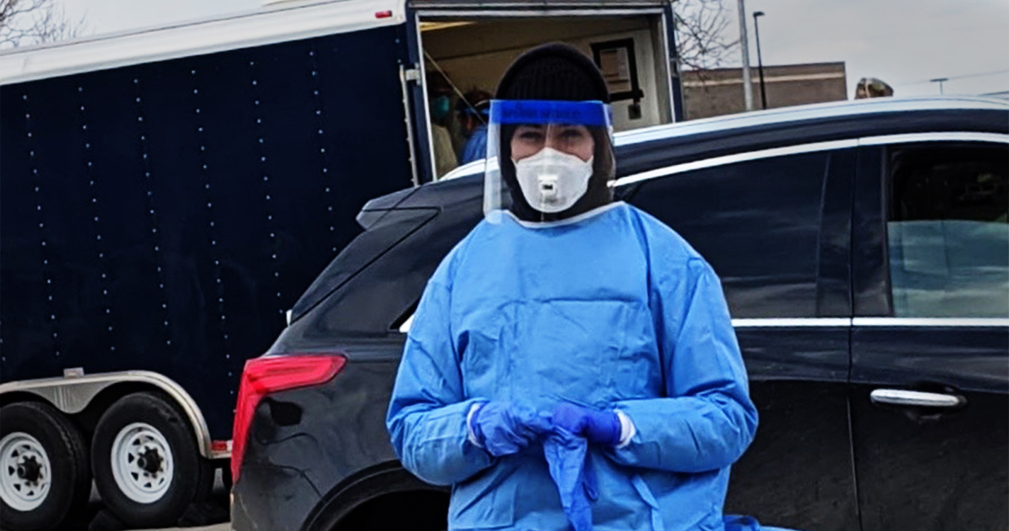 Oakley assisting the Grand Forks local public health department and North Dakota National Guard in a drive-thru testing event