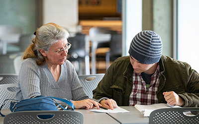 Counselor helping student 