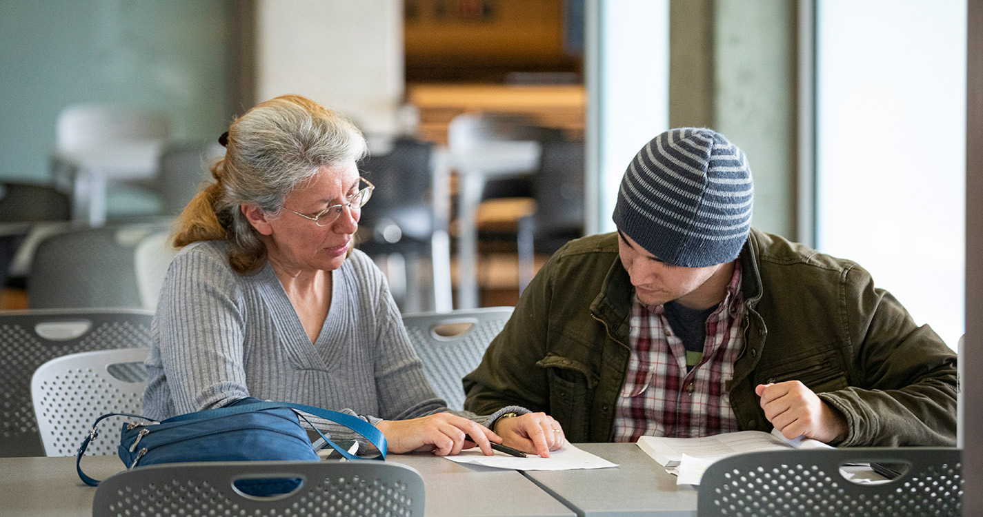 Counselor helping student 