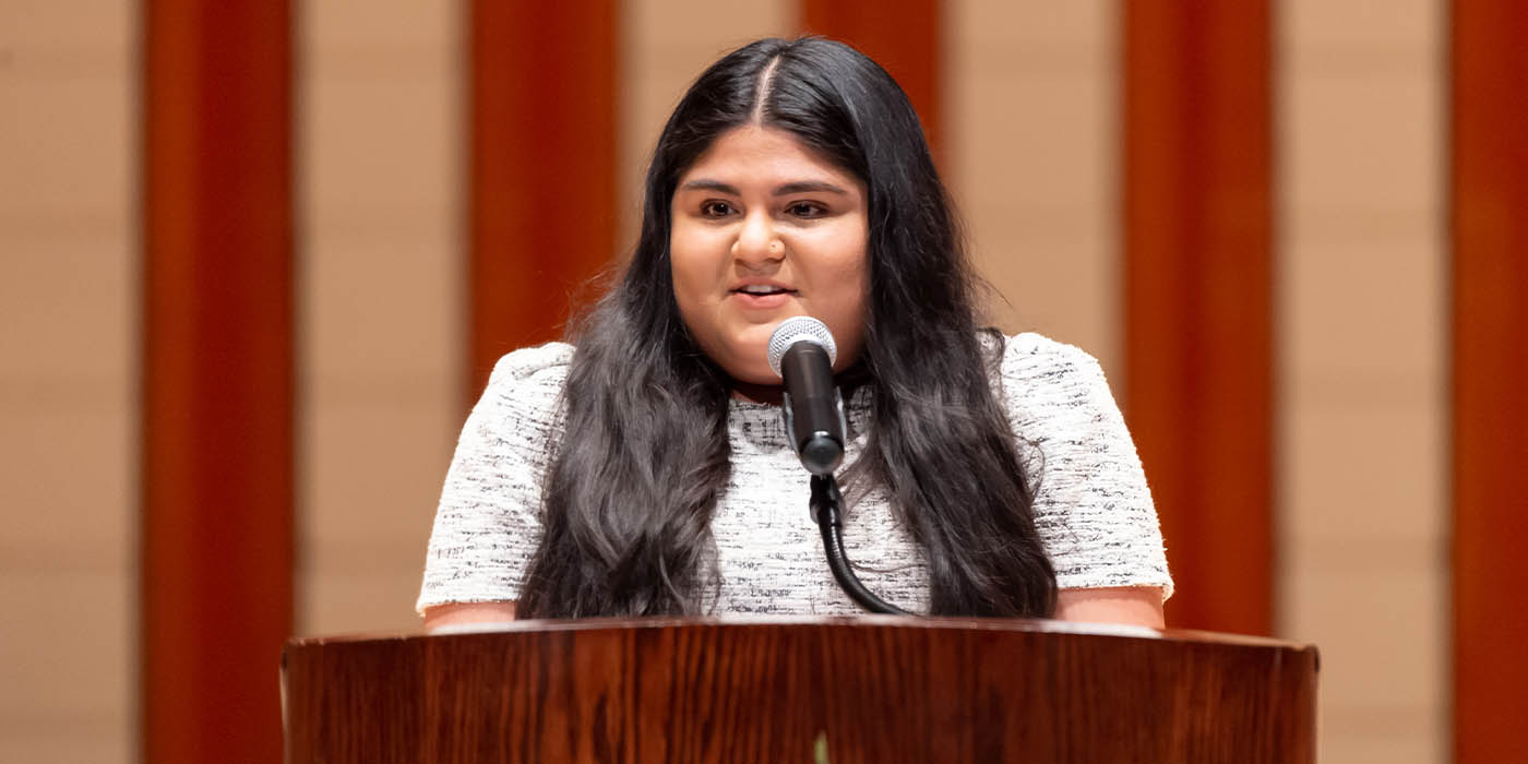 Rebeca Lopez at podium