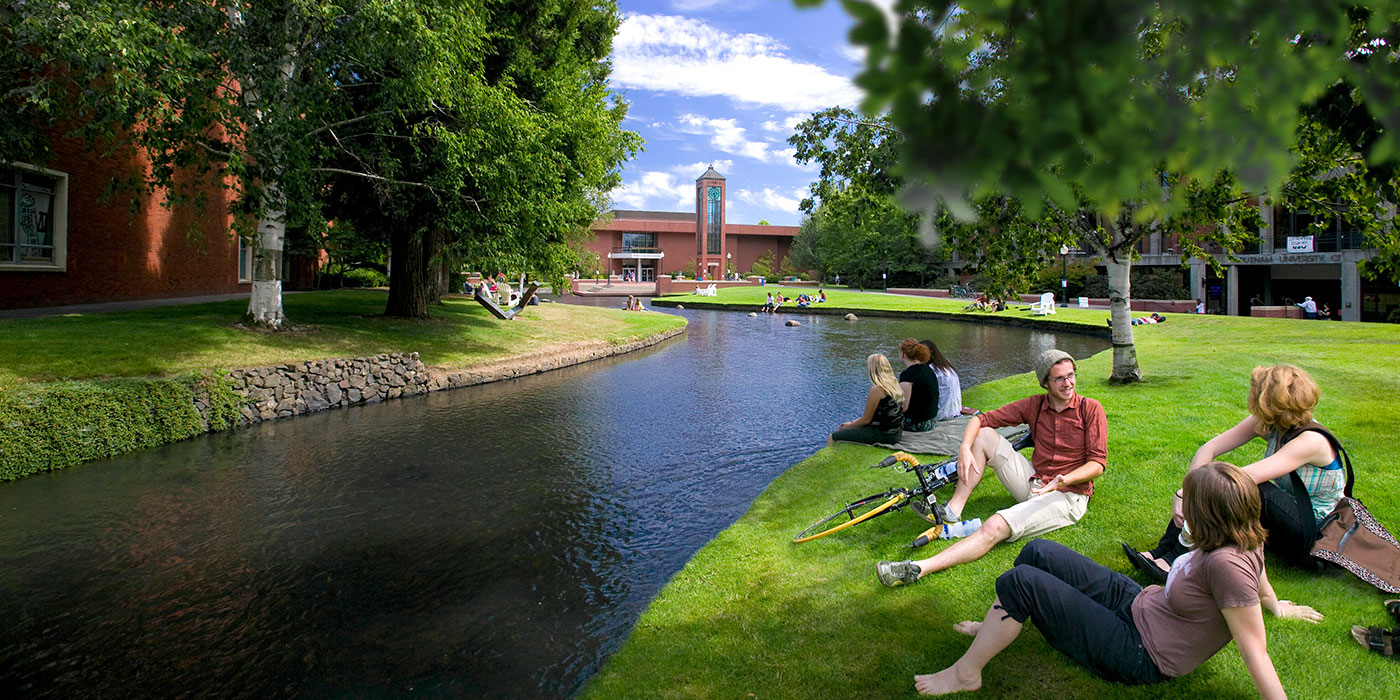 Students near Mill Stream