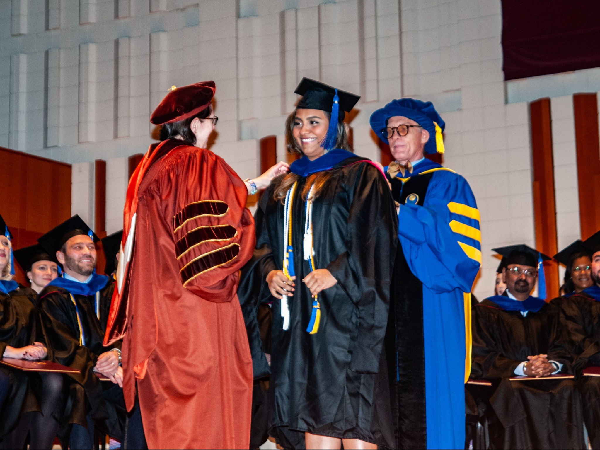 Student receiving ribbons