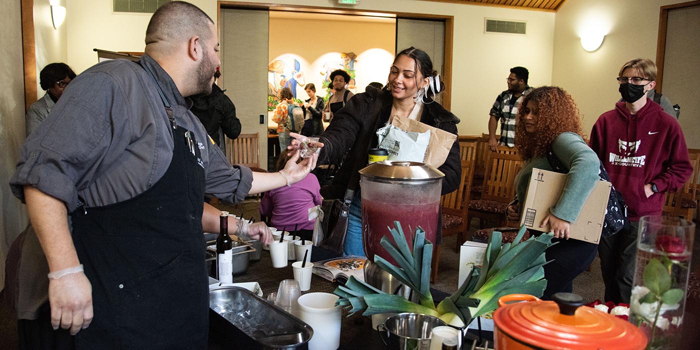 Students at the cooking demonstration