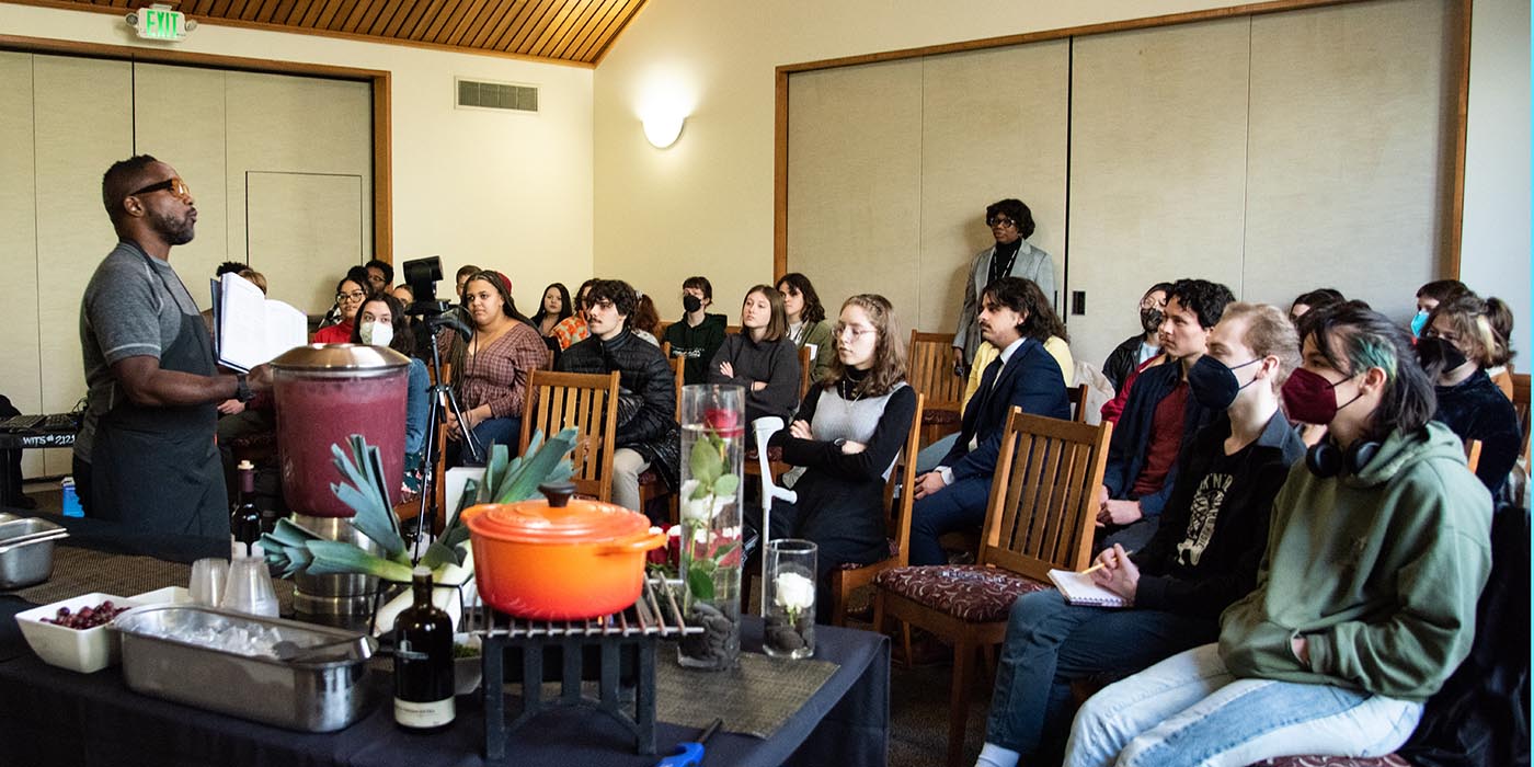 Students at a cooking demonstration