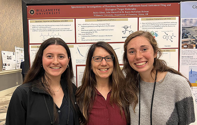 Julia Maxwell BA ’23, Dr. Karen McFarlane Holman, and Jackie Gilroy BA ’23 at the Murdock Conference.