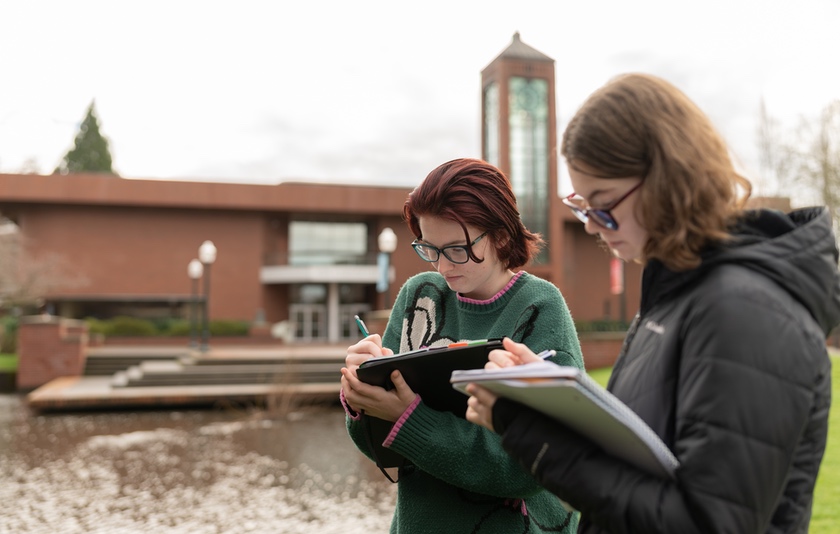 Students conducting research