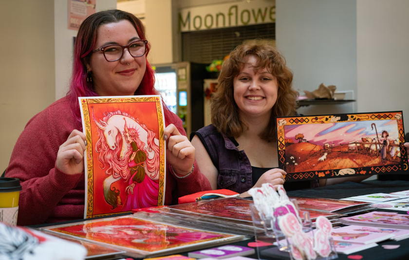 Students selling their wares at the Maker Market