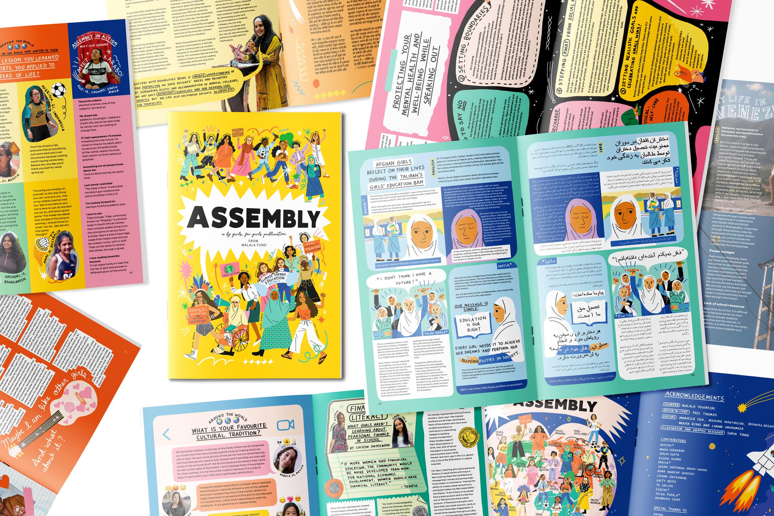 Illustrations for the Malala Fund's Assembly Magazine.