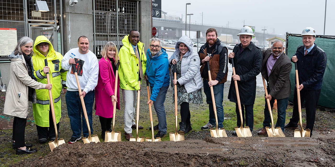 Breaking ground at the Angle Lake light rail station.