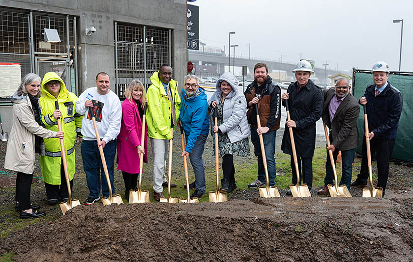 Breaking ground at the Angle Lake light rail station.