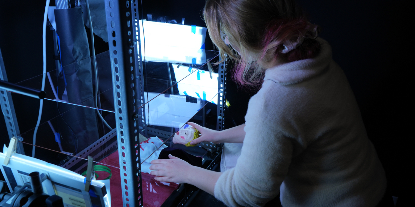 A student works on a stop motion project