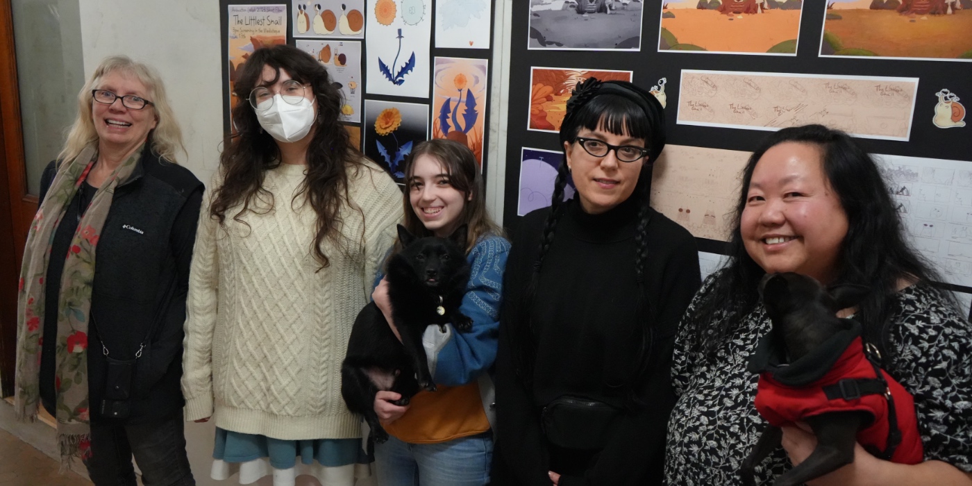 The student organizers, faculty, and dogs of Animation Jam