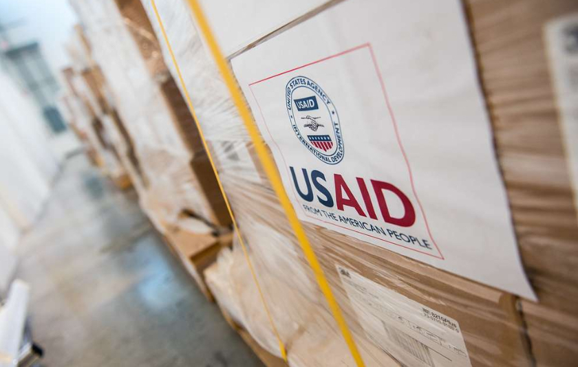 Boxes with the USAID logo on them