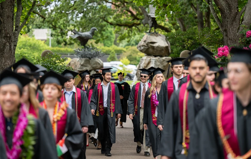 Students marching in commencement