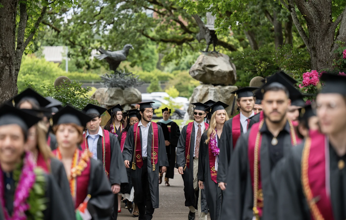 Students marching in commencement