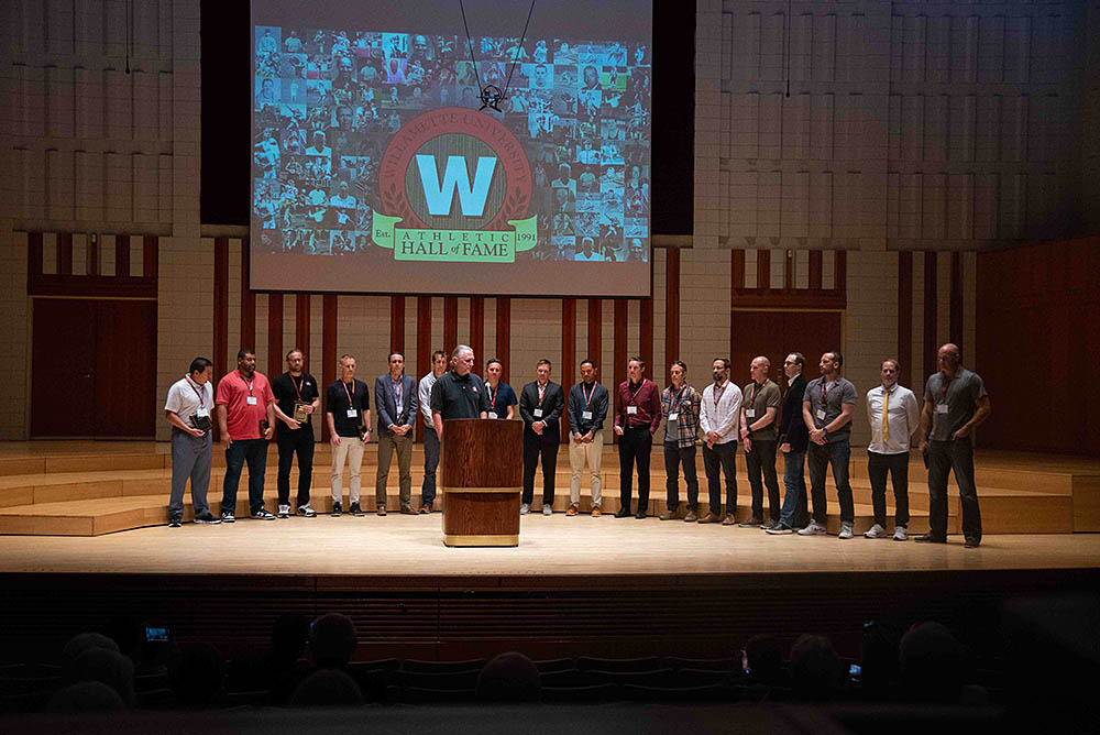 Ceremony honoring Bearcat athletes and the 2004 Men’s Track & Field team at the 2025 Alumni Reunion.