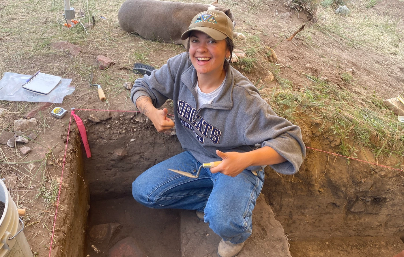 Hailey Rose Ceglia at an archaeological dig
