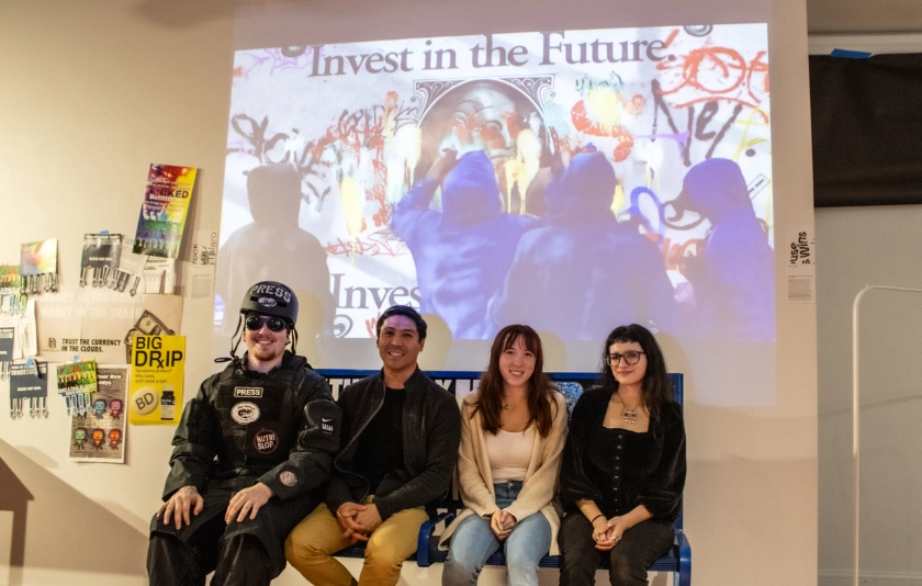 Students at their mini-exhibition