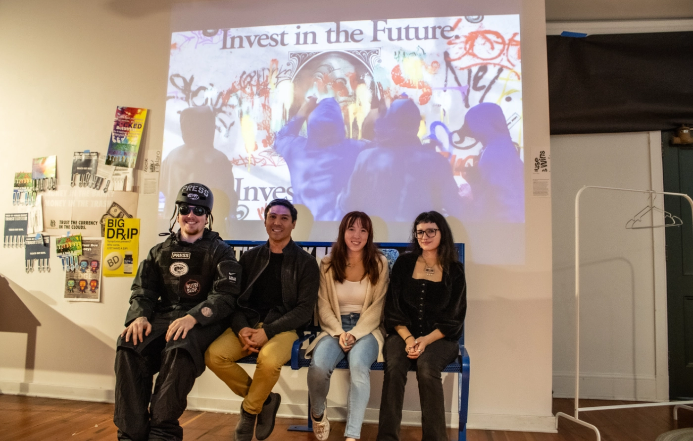 Students at their mini-exhibition