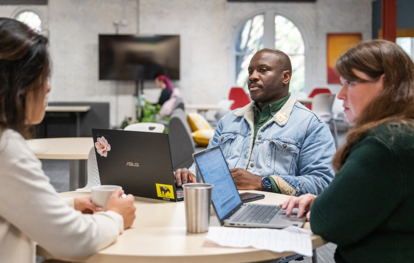 Students working with computers