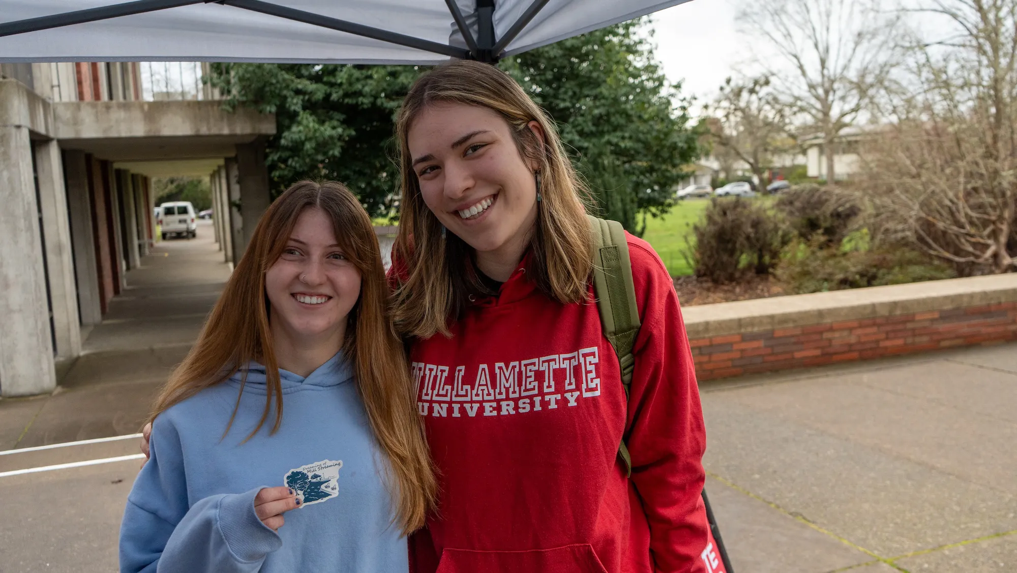 Students with a sticker