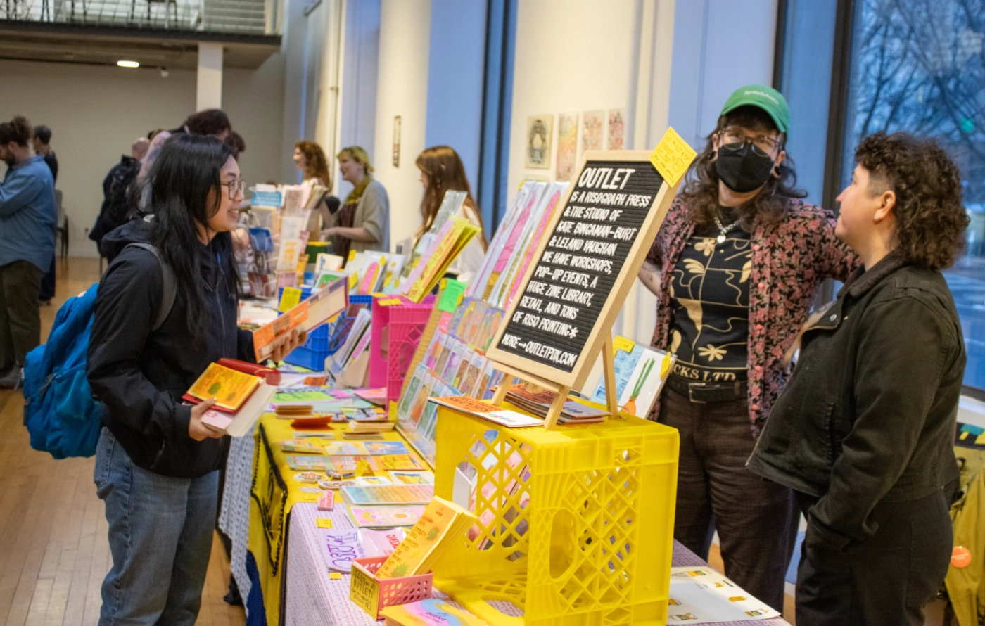 Attendees browse at the book fair