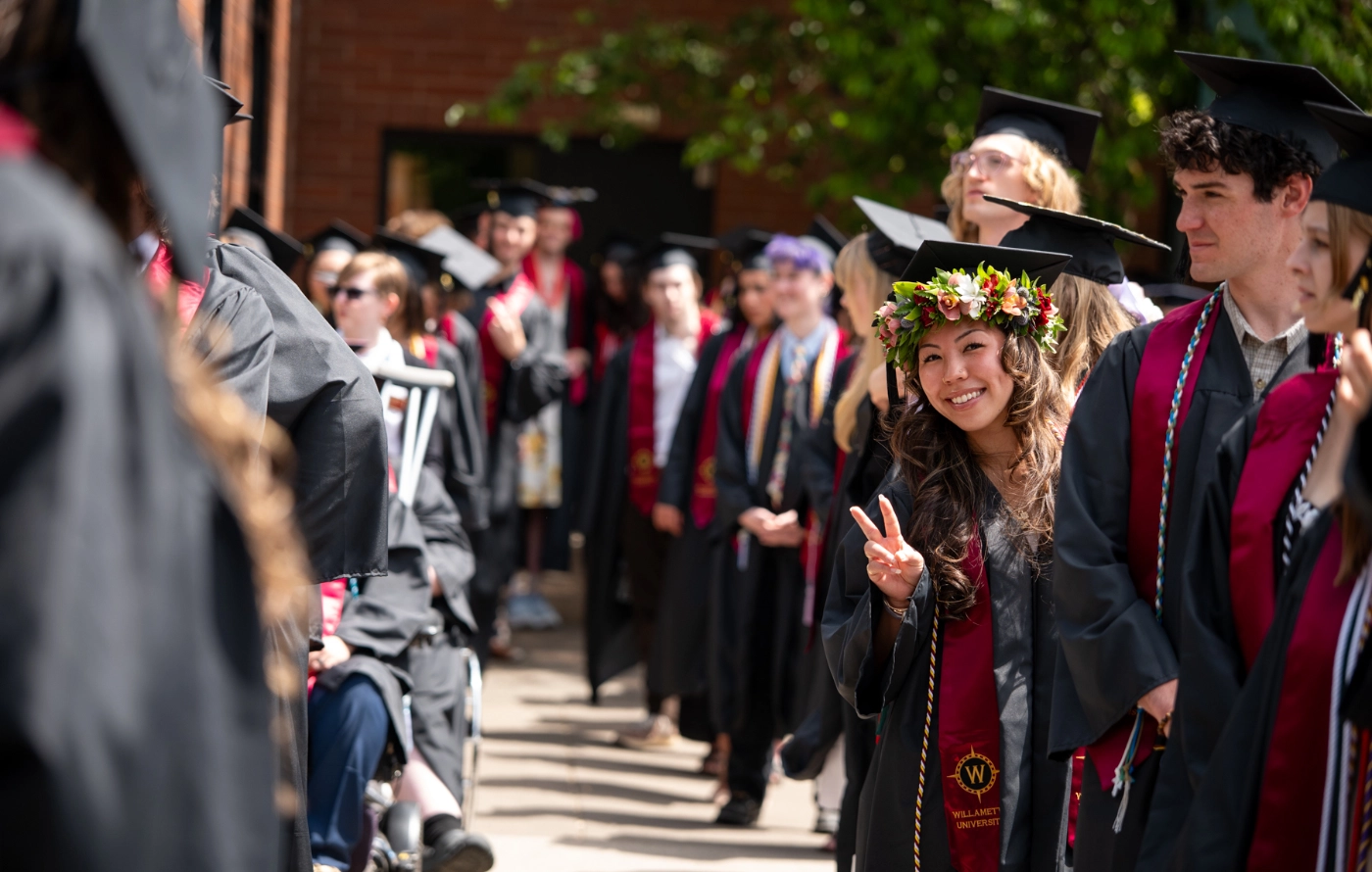 Students marching in commencement