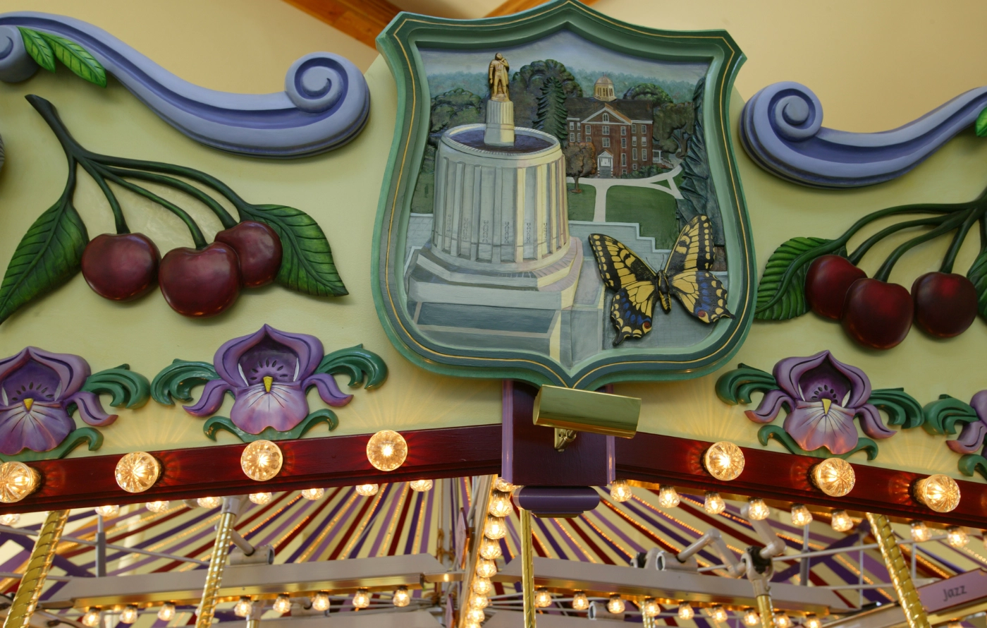 A drawing of Waller Hall at the carousel