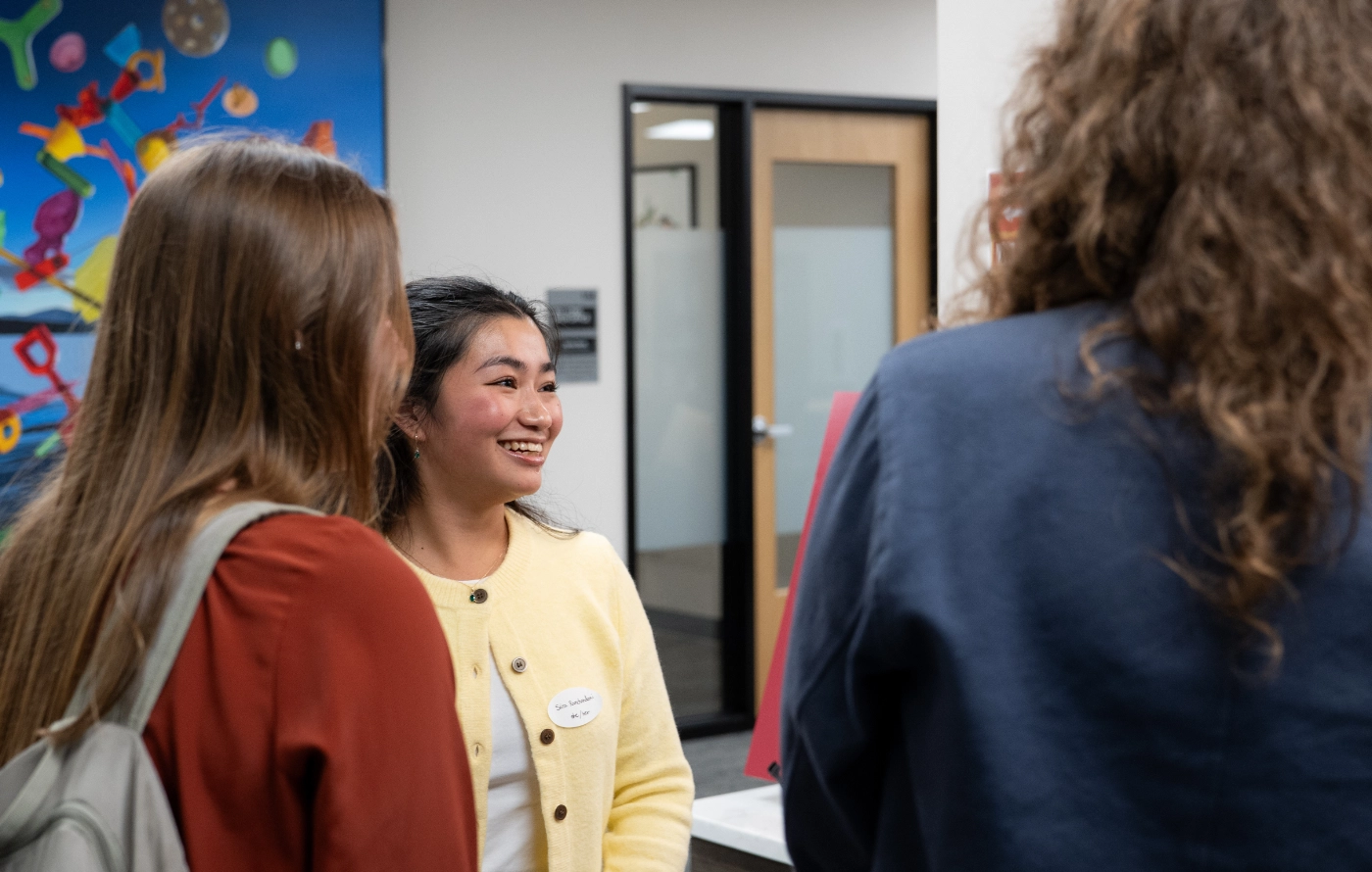 Students at a career networking event