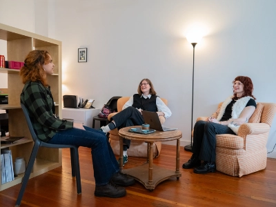 Students meeting in the Office of Career Design