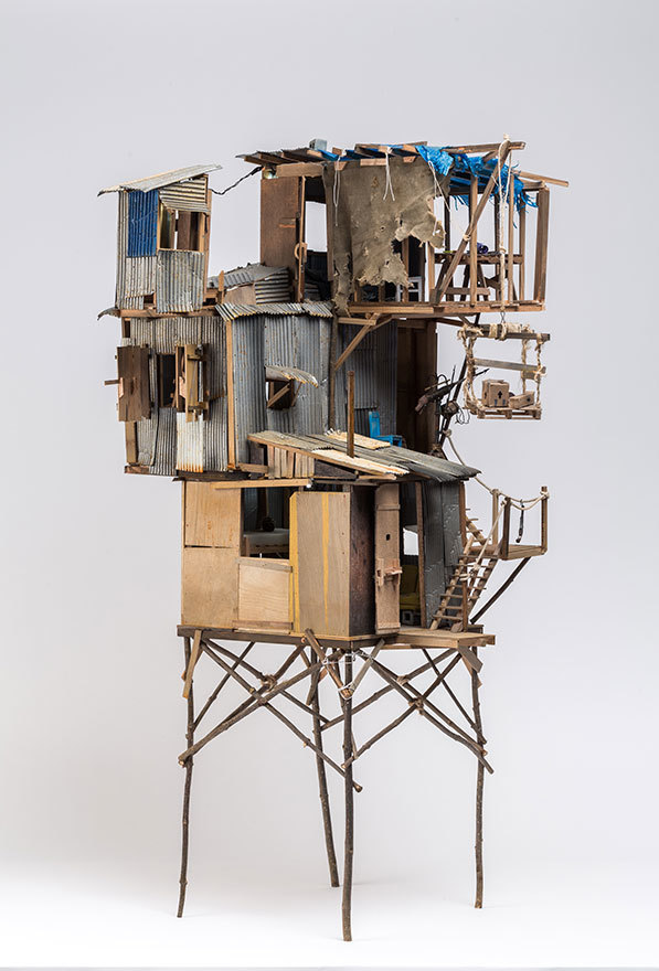 Andrew Newell, Vertical Swamp Shack, 2017. mixed media